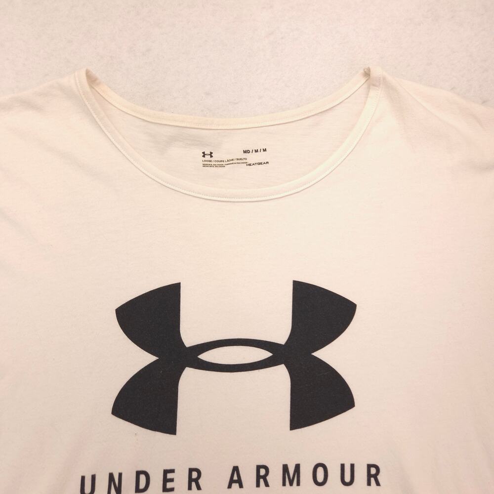 Under Armour Graphic Crew Neck Short Sleeve Casual T Shirt Womens Size M White